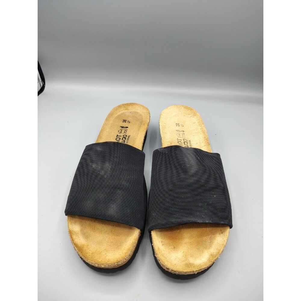 Naot Black Ipamena Cork Low Wedge Slip On Mule Sandals Comfort Shoes 7